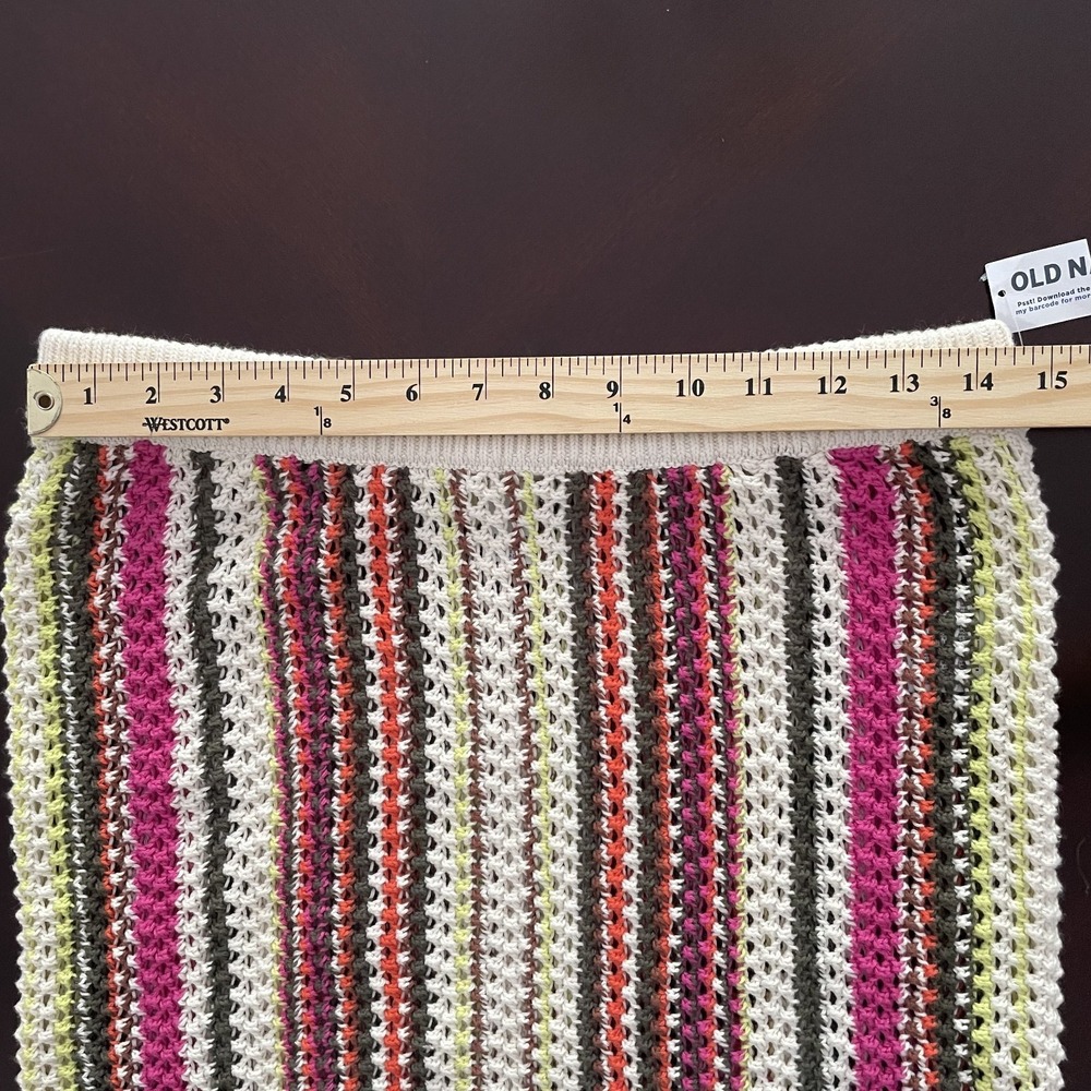 NWT Cotton Crochet Open Knit Midi Skirt Sz M Fringe Slit Festival Beach Cover Up - Picture 8 of 9